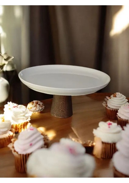 Elite Ahşap Ayaklı Porsolen Sunum & Dekor Standı (25CM) 1 Adet