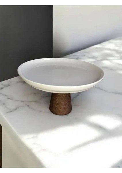 Elite Ahşap Ayaklı Porsolen Sunum & Dekor Standı (25CM) 1 Adet