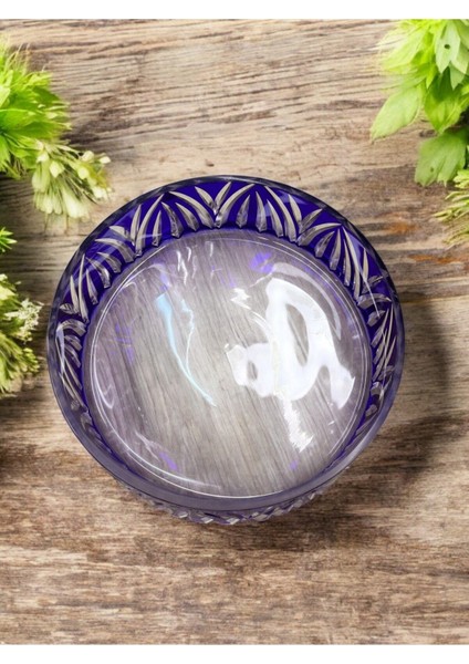 Elite Dekoratif Kesme Cam Salata-Meze-Zeytinyağlı Sunum Kasesi Lacivert 22 cm 1 Adet fiyatları
