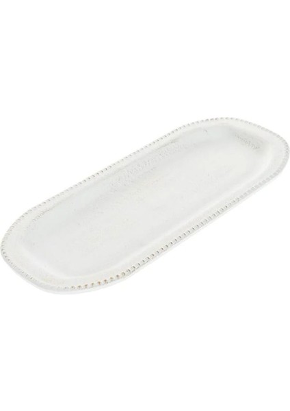 Elite Dekoratif Ahşap Oval Kabartmalı Beyaz Tepsi (35X15CM) 1 Adet fiyatları