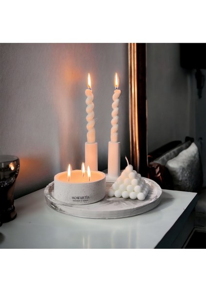 Elite Mermer Desen Büyük 29CM Beton Sunumluk Mum Takı ve Saksı Altlığı 1 Adet