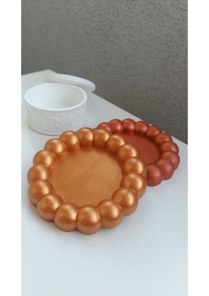 Elite Sedefli Hardal Bubble Dekoratif Beton Tabak Bardak Altlığı Takı Tabağı Sunumluk Organizer 1 Adet
