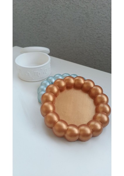 Elite Sedefli Hardal Bubble Dekoratif Beton Tabak Bardak Altlığı Takı Tabağı Sunumluk Organizer 1 Adet