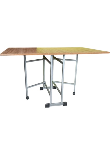 Montajı Yapılmış Katlanır 8 Kişilik Mdf Mutfak Masası Anadolu Ceviz