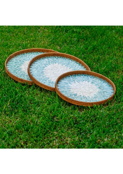Elite Doğa Sedef Mavi Tepsi Dekor 35CM 1 Adet 1 Adet