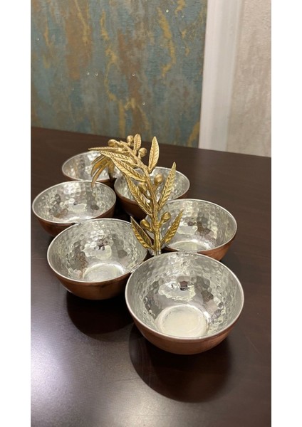 Elite Zeytindalı Bakır Çerezlik Geleneksel Sunum Kase 29X15 Çift Renk 1 Adet