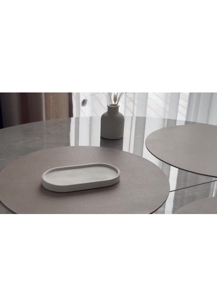 Elite Dekoratif Oval Beton Tabak ve Yüzük Tutucu 2'li Set , Mermer Desenli Takı Tabağı ve Yüzüklük 1 Adet fiyatları