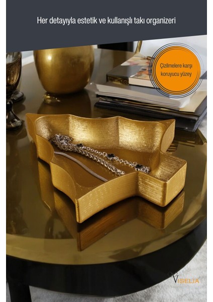 Takı Tabağı Takı Organizeri Takı Makyaj Kozmetik Düzenleyici Gümüş Eskitme Renk Model 12