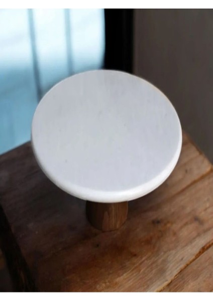 Elite Ahşap Ayaklı Tek Katlı Mermer Dekor/ Sunum/ Kek STANDI(25CM) 1 Adet