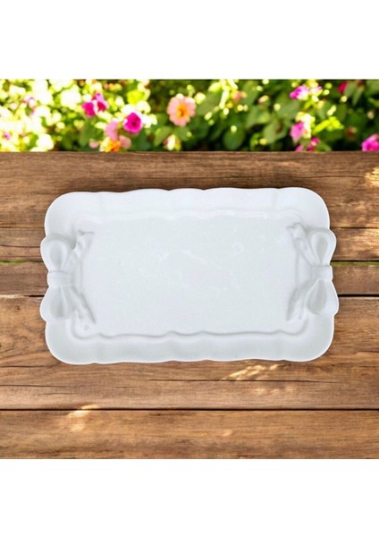 Elite Dekoratif Pembe Fiyonklu Botanik Çay Temalı Aytaşı Tepsi 19X12 cm | El Boyaması Vintage Stil 1 Adet indirimleri