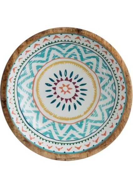 Elite Ahşap Kase-Karışık Renk Aztek 25X25X8CM 1 Adet