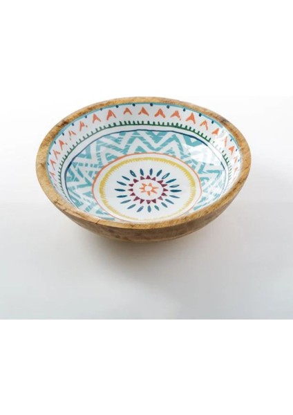 Elite Ahşap Kase-Karışık Renk Aztek 25X25X8CM 1 Adet
