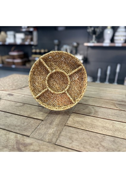Elite Rattan Sunumluk Yuvarlak 5 Bölme Sarı 1 Adet