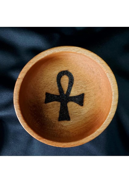 Elite Doğal Ahşap Yakma Ankh Altar Kasesi 1 Adet