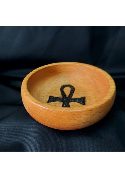 Elite Doğal Ahşap Yakma Ankh Altar Kasesi 1 Adet