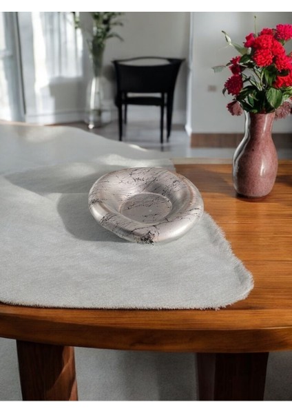 Elite Dokulu Düzensiz Dekoratif Kase 25 cm Gri Mermer Desenli 1 Adet fırsatları