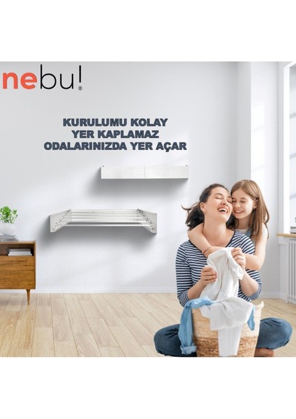 UltraNova İç ve Dış Mekan Katlanabilir Çamaşır Askısı 70cm, Metal, Beyaz