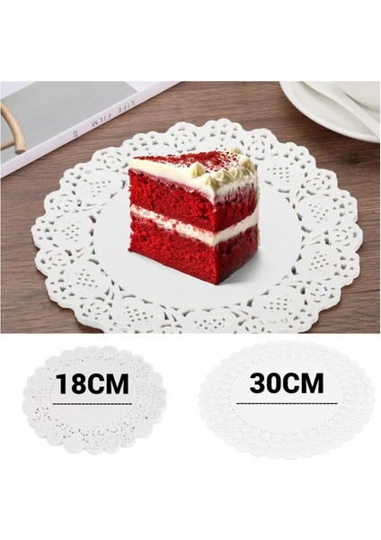 Elite 2'li 100'LÜ Çok Kullanışlı Dantel Desenli Pasta Kağıt Altlığı 18 cm & 30 cm 1 Adet