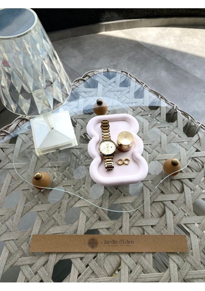 Elite El Yapımı Pembe Bulut Tabak, Sunumluk, Takı Tabağı, Mumluk, Beton Tepsi / Suya Dayanıklı 1 Adet