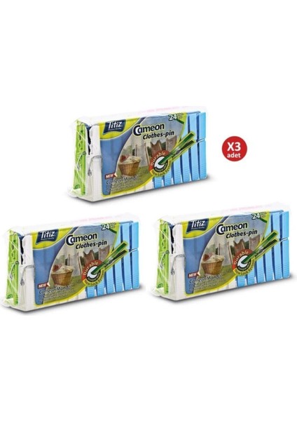Titiz Cameon Tp 671 Plastik Mandal 3 Pkt, 72 Adet, Turuncu Renk