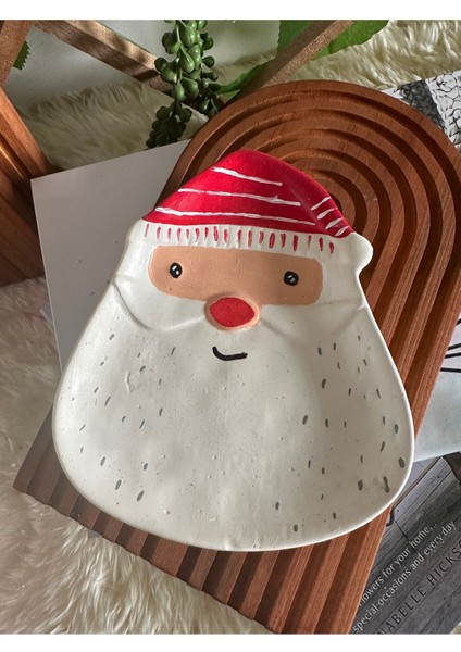 Elite Noel ,yılbaşı Model Dekoratif Noel Baba Tabak Biblo 1 Adet