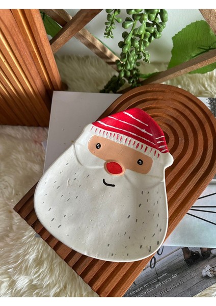 Elite Noel ,yılbaşı Model Dekoratif Noel Baba Tabak Biblo 1 Adet