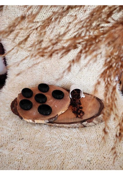 Elite 6 Adet Siyah Hasır Desen Kahve Yanı Sunumluk Lokumluk Ikramlık En: 4,5 cm Uzunluk: 5,5 cm 1 Adet