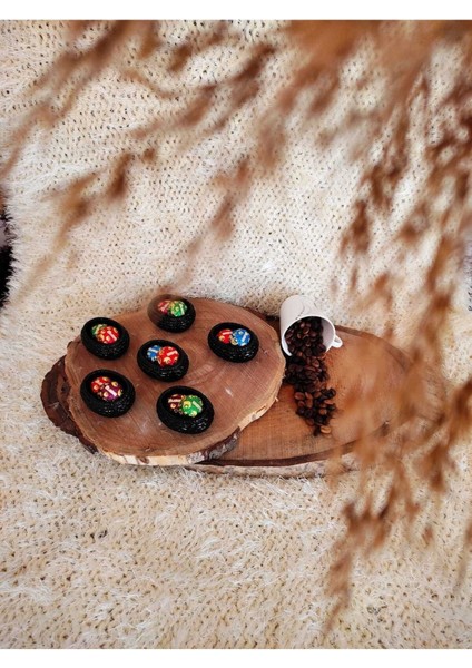 Elite 6 Adet Siyah Hasır Desen Kahve Yanı Sunumluk Lokumluk Ikramlık En: 4,5 cm Uzunluk: 5,5 cm 1 Adet
