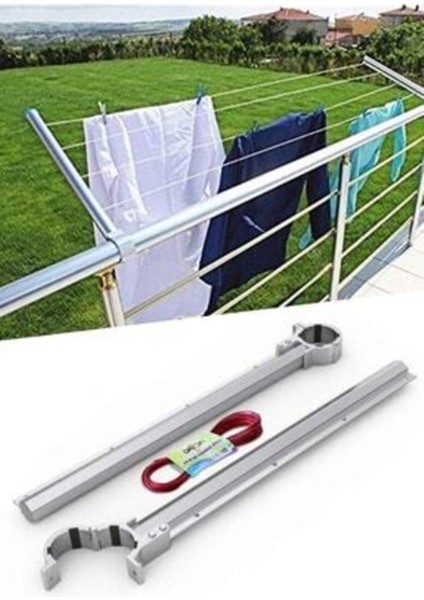 Bej Alüminyum Metal Balkon Çamaşır Kurutma Askısı, Dayanıklı ve Hafif Tasarım