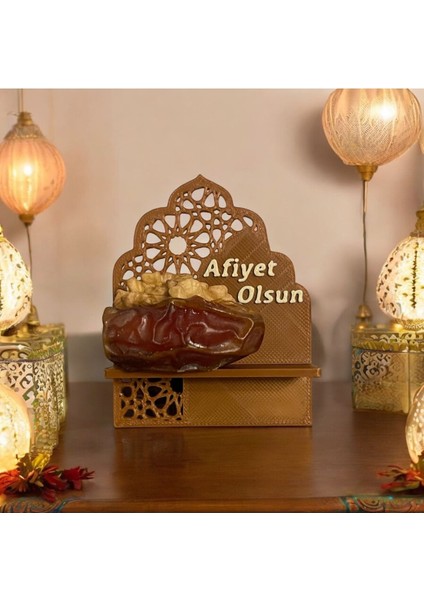 Elite Hurmalık 6 Adet, Ramazan Sofrası, Hurma Sunum Standı - Afiyet Olsun 1 Adet