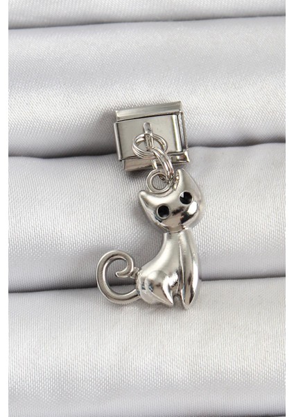 Çelik Renk Kedi Model Nomination Charm