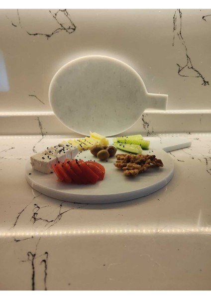 Elite Mermer Dekoratatif Tabak, Mermer Çok Amaçlı Doğrama Aparatı, Şık Mermer Sunumluk Mermer Tabak Kase 1 Adet