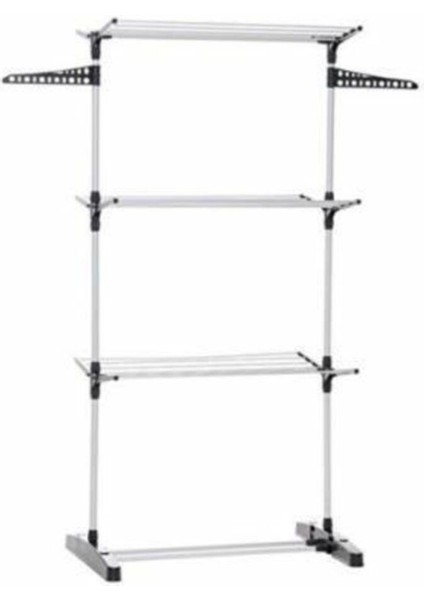 3 Katlı Katlanabilir Çamaşır Kurutmalık 60 Cm Alüminyum Gri