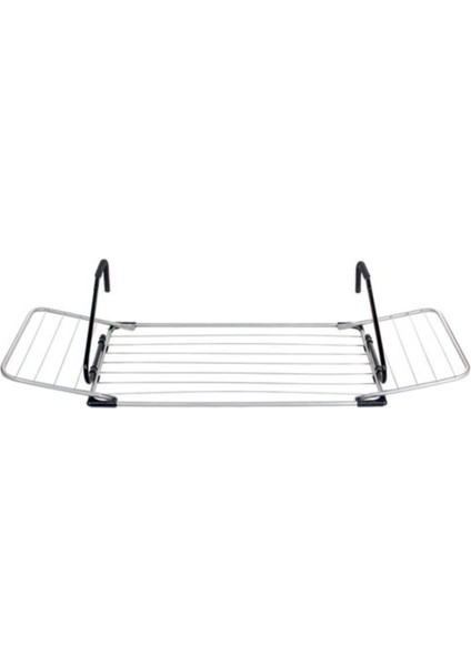 Metal balkon çamaşır askılığı, gri renk, dayanıklı ve pratik kullanım sağlar.