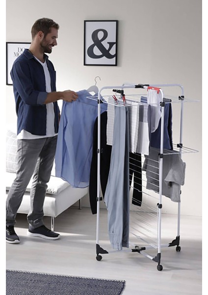 3 Katlı Tekerlekli Çelik Dikey Çamaşır Kurutmalık Beyaz modelleri