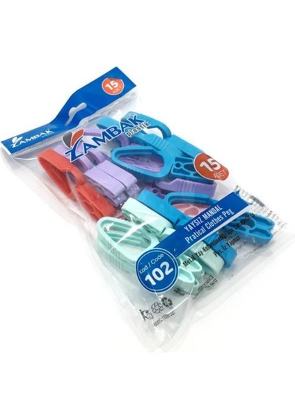 Yaysız Mandal 15x3 Paket, 45 Adet Beyaz Plastik Mandal, Dayanıklı ve Pratik Kullanım