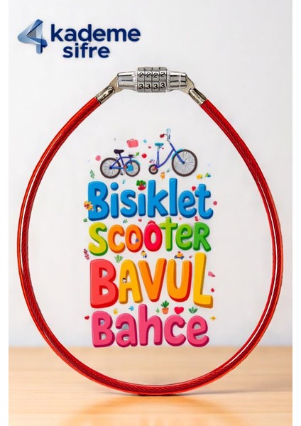 Şifreli Bisiklet Kilidi - 4 Kademe Şifreli Kablo Kilit - 50 cm Bavul Kilidi 721802