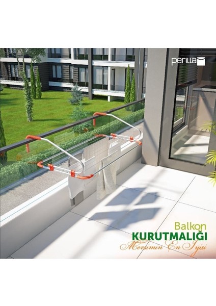 Dirsekli Balkon Çamaşır Askısı, Metal, Beyaz, Türkiye üretimi fırsatları