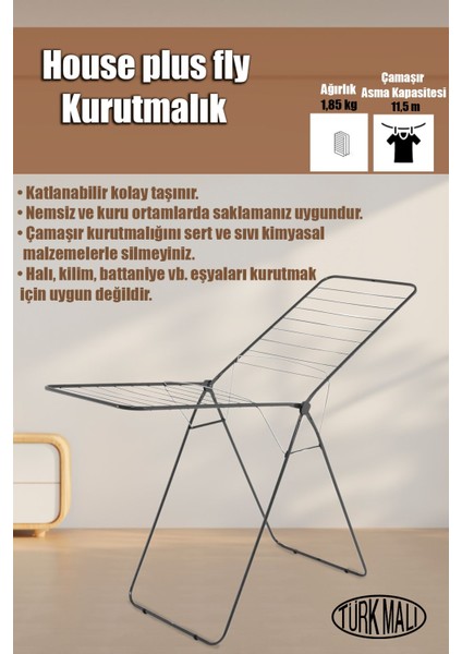 Siyah Metal Çamaşır Kurutma Askısı, Dayanıklı ve Kullanışlı, TR Üretimi