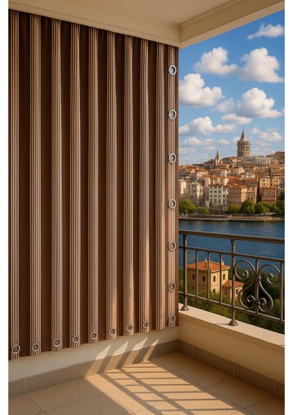 Balkon Perdesi Kuş Gözü Ölçü Seçenekli Kahverengi Ince