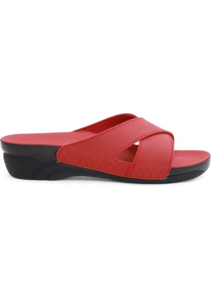 2176-VENEDIK-9 Tam Anatomik Kadın Günlük Terlik - NKT02176-KIRMIZI-38