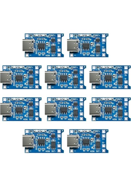 TP4056 Type-C 1s 3.7V Lipo, Li-Ion Pil Bms Korumalı Şarj Devresi - 10 Adet