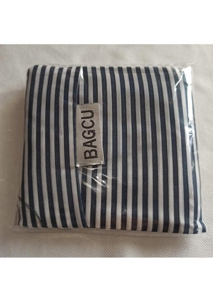 Lacivert çizgili hafif ve yıkanabilir çevre dostu plaj çantası 34x48 cm modelleri