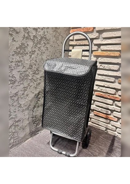 Su Geçirmez Büyük Boy Pazar Arabası Çantası, Siyah, 43 cm