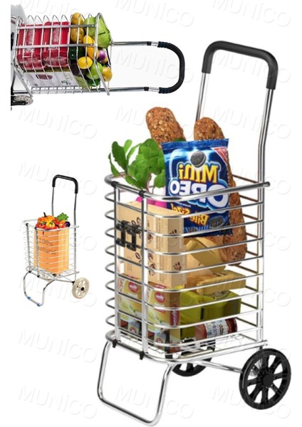 Beyaz Taşınabilir Alışveriş Sepeti Arabası, 7x10, Çok Renkli, Hafif ve Pratik Kullanım