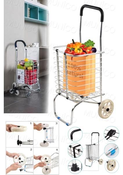 Beyaz Taşınabilir Alışveriş Sepeti Arabası, 7x10, Çok Renkli, Hafif ve Pratik Kullanım fırsatları