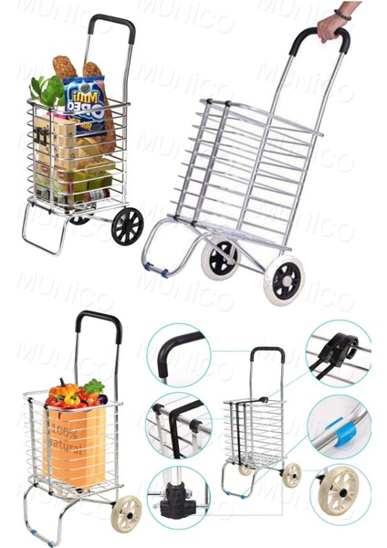 Beyaz Taşınabilir Alışveriş Sepeti Arabası, 7x10, Çok Renkli, Hafif ve Pratik Kullanım