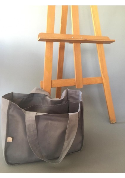 UltraNova Gri Shopper Çanta 20x40 cm, şık ve kullanışlı taş rengi tasarım