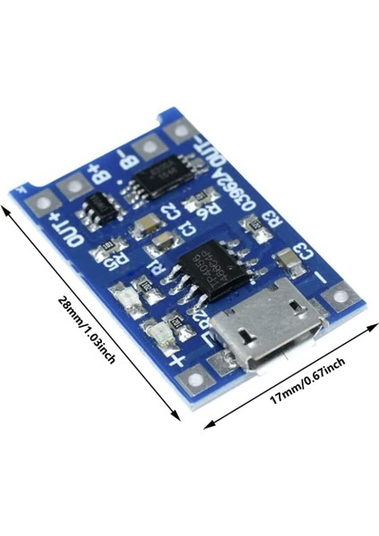 TP4056 Micro USB 1s 3.7V Lipo, Li-Ion Pil Bms Korumalı Şarj Devresi - 10 Adet