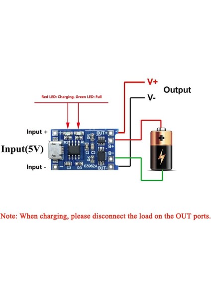 TP4056 Micro USB 1s 3.7V Lipo, Li-Ion Pil Bms Korumalı Şarj Devresi - 10 Adet